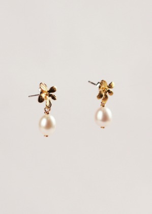 flower pearl drop earring