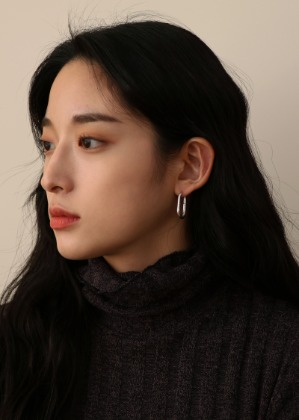 silver round earring (원터치)