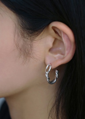 silver twisted hoop earring