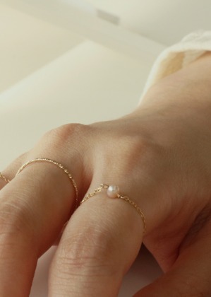 pearl 14k gold filled chain ring