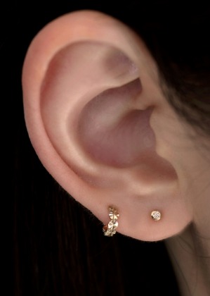 14K gold cutting one-touch earring