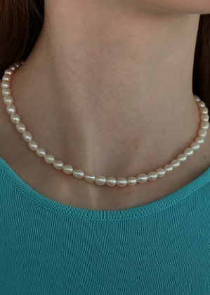 14k gold-filled rice pearl necklace