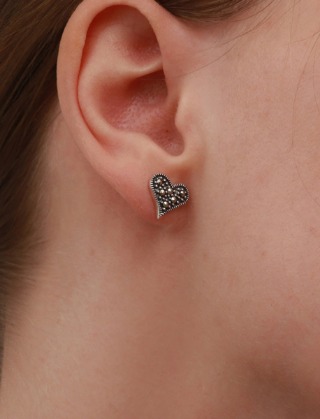 silver ms heart earring