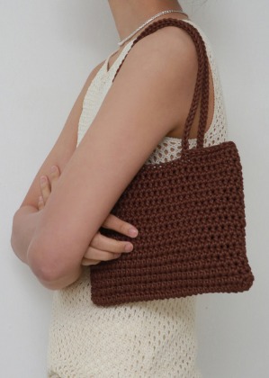 brown knitting bag